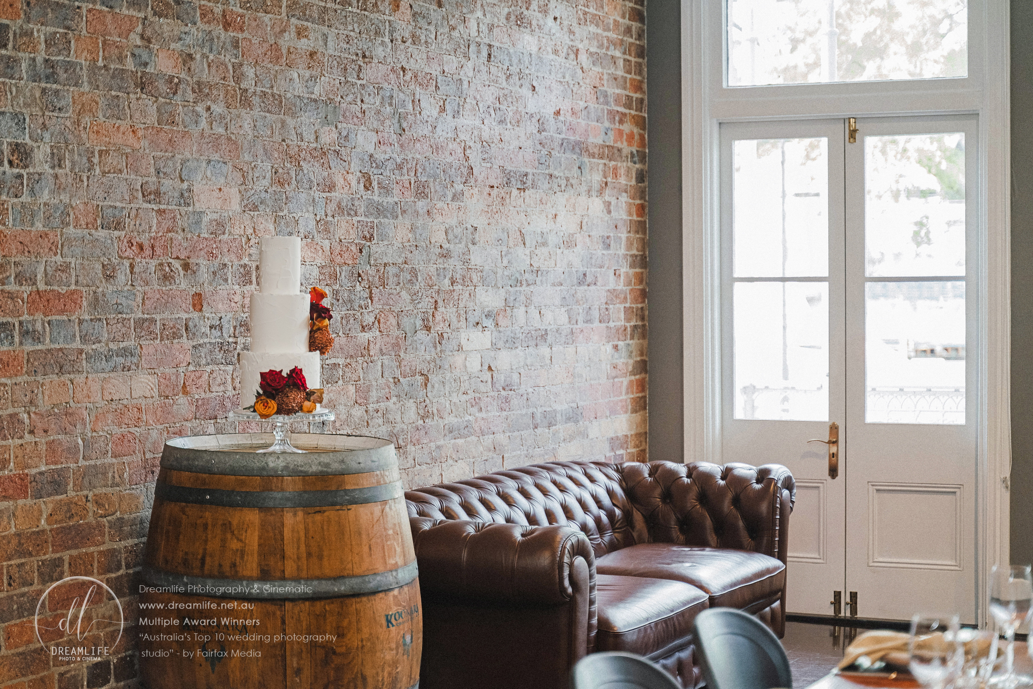 Exposed brick walls on Platform Level at Transcontinental Hotel Weddings