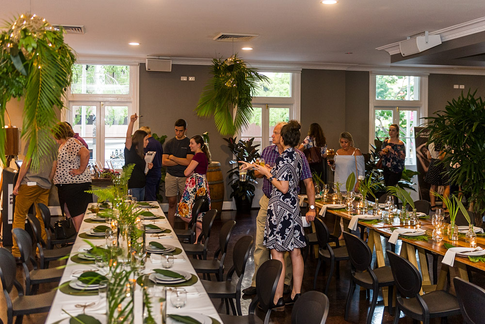 Open day reception tables showing guest flow through the Transcontinental Hotel event space