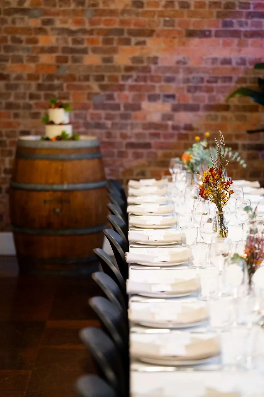 Reception table setting prepared for a booked wedding date in Brisbane